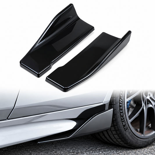1 pair Universal 35cm Gloss Black Carbon Fibre Side Skirt Spoiler Trim