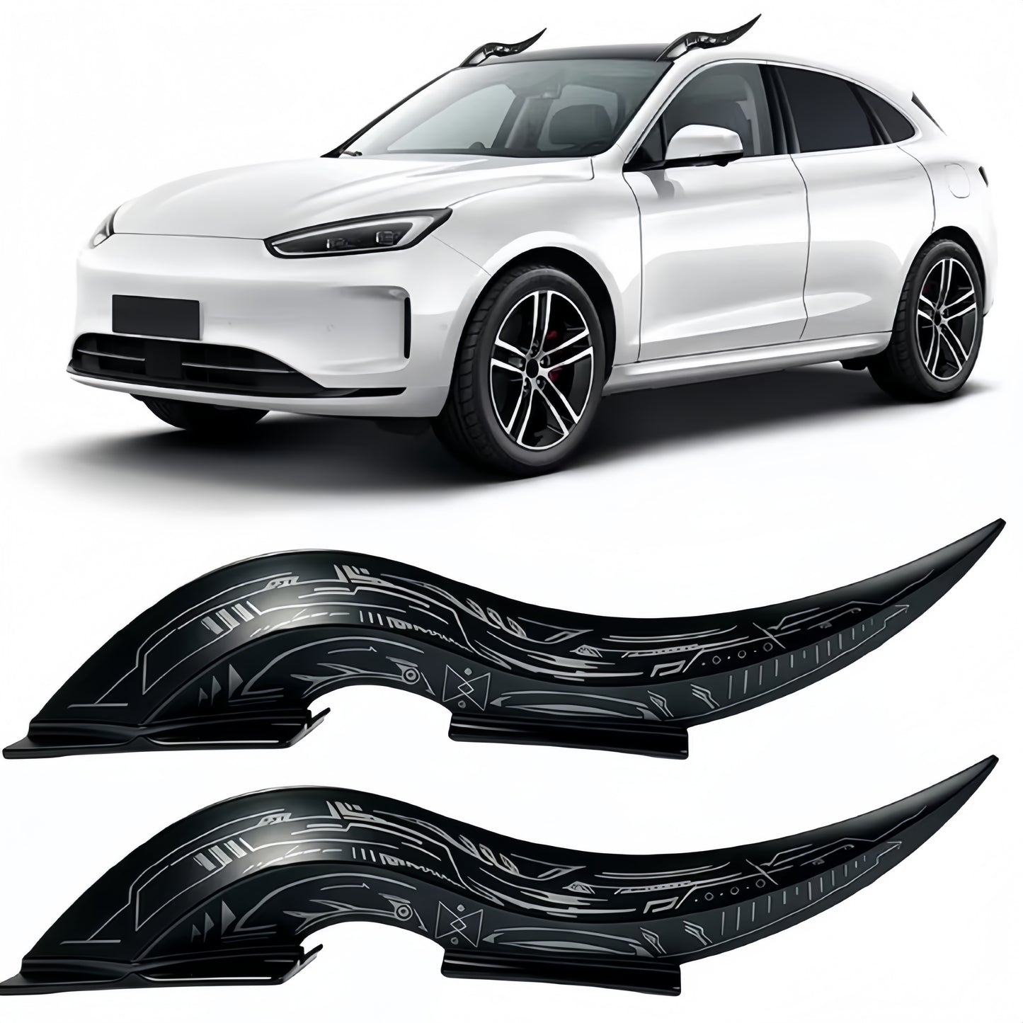1 Pair Dragon Horn LED Car Roof Lights – Waterproof, 32 Light Effects