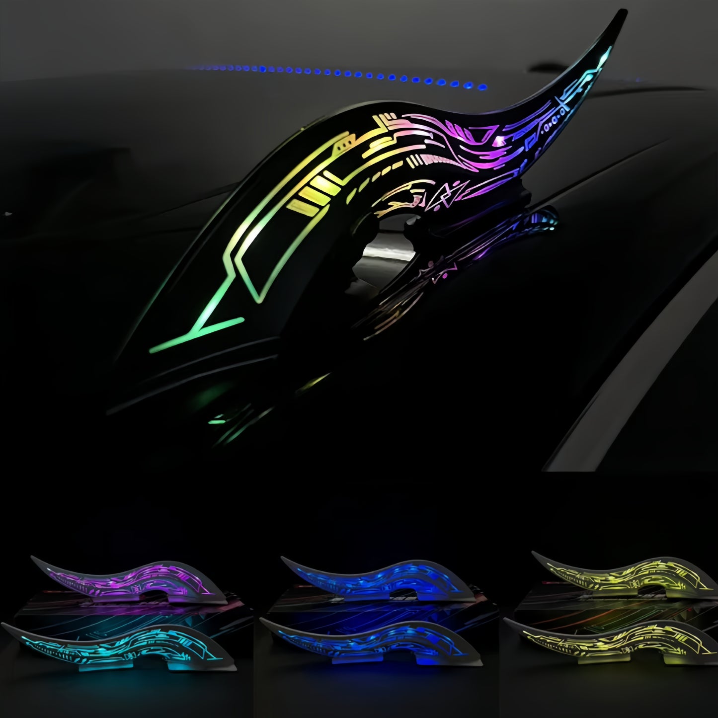 1 Pair Dragon Horn LED Car Roof Lights – Waterproof, 32 Light Effects