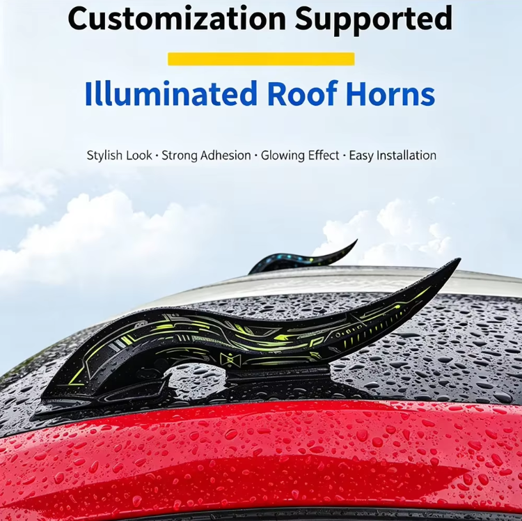 1 Pair Dragon Horn LED Car Roof Lights – Waterproof, 32 Light Effects