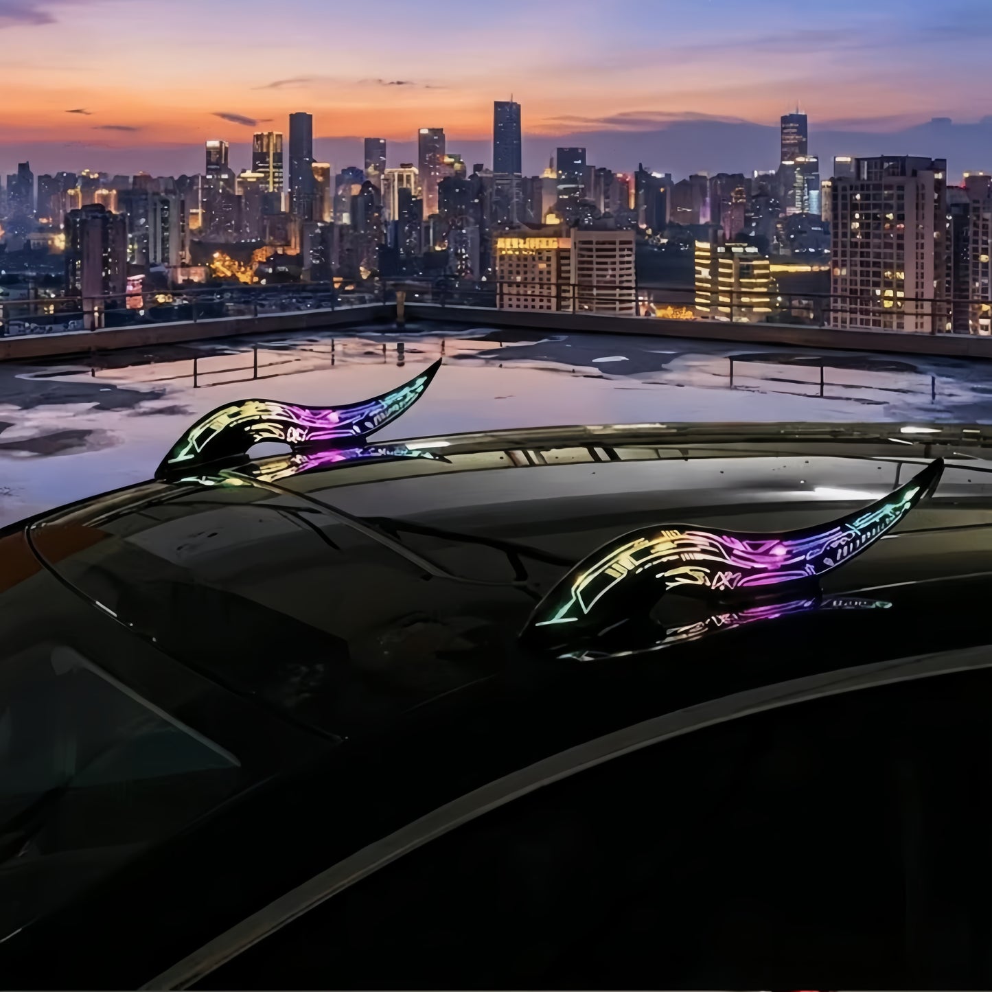 1 Pair Dragon Horn LED Car Roof Lights – Waterproof, 32 Light Effects