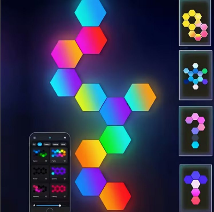 12pcs Hexagon Wall Light Panels RGB/APP