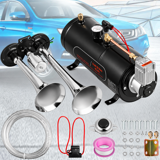 Car Dual Pipe Air Horn Kit – High-Performance Electric Compressor Horn