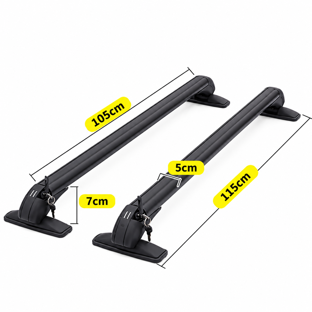 1 Pair Universal Car Roof Rack Cross Bars – Lockable with Keys