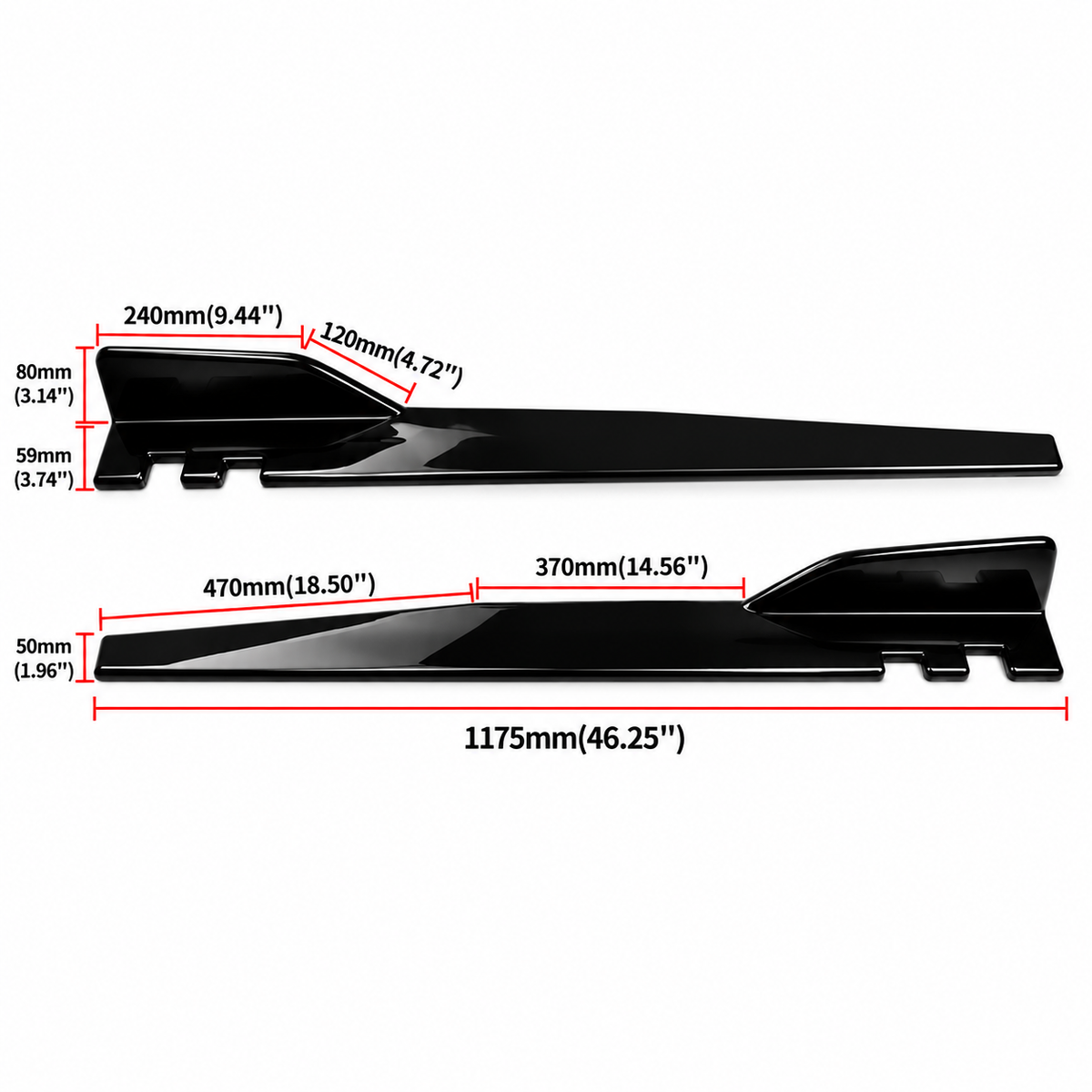 Universal Gloss Black Side Skirt Blades