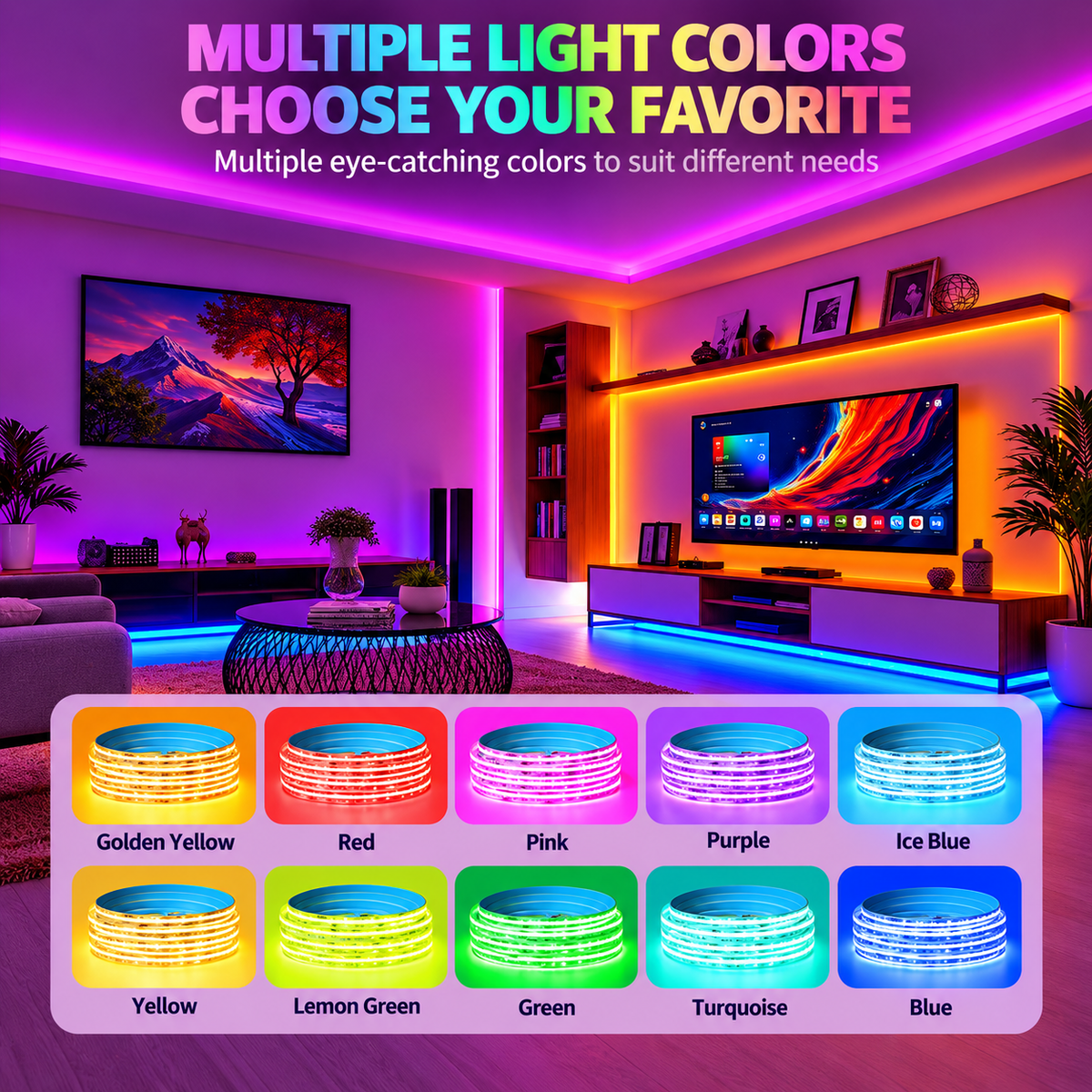 12V 10m COB 320LEDs/m Width 8MM Flexible Strip Light