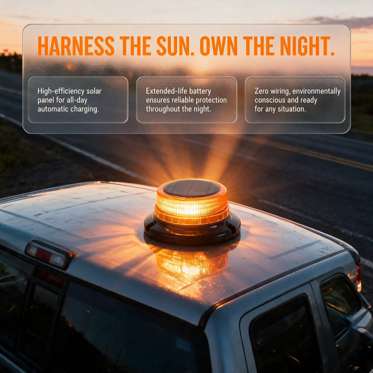 12-24V 36LED Amber Rotating Beacon Light – 12V/24V Magnetic Warning Strobe