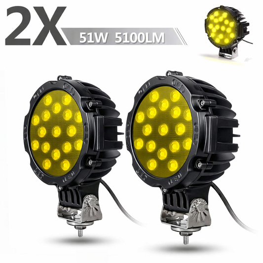 2PCS 7 inch 51W Offroad Car Spot Beam Led work Driving Light-BLACK SHELL