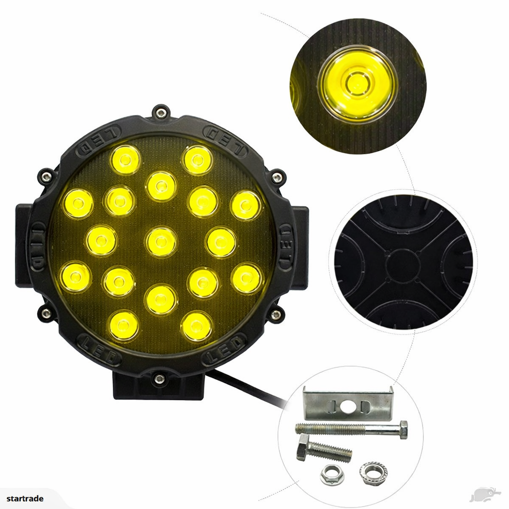 2PCS 7 inch 51W Offroad Car Spot Beam Led work Driving Light-BLACK SHELL