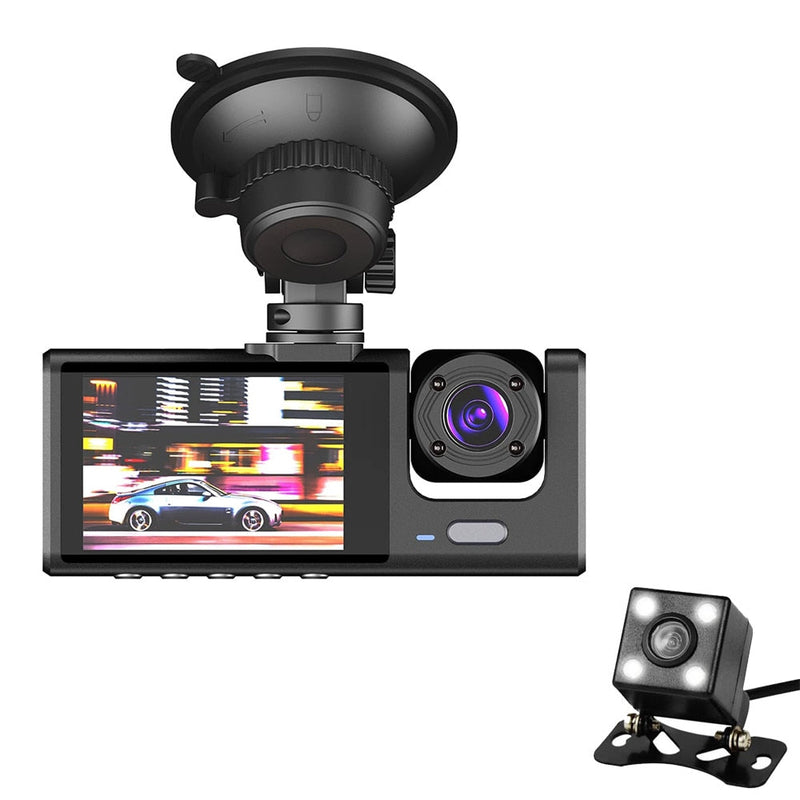 3 Channel Dash Cam for Car Camera Video Recorder Dashcam DVRs Black Box Dual Lens DVR with Rear View Camera 24H Parking Monitor