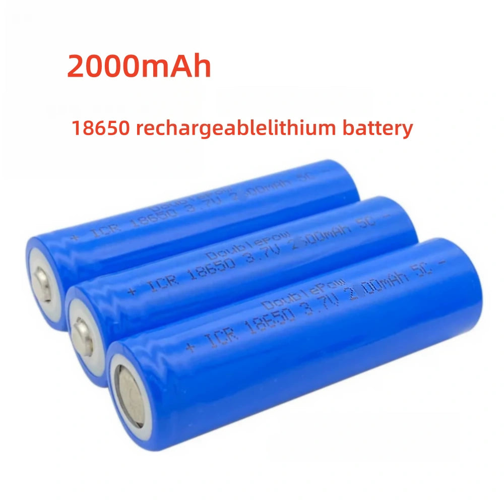 2pcs 18650 Rechargeable Lithium Battery 3.7V 1800/2000mAh for Flashlight & Tools