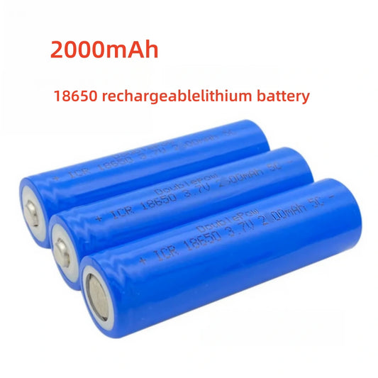 2pcs 18650 Rechargeable Lithium Battery 3.7V 1800/2000mAh for Flashlight & Tools