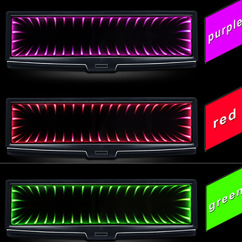 Car Indoor Rearview Mirror Universal 3D Flat Rearview Mirror Lighted LED CLIP-ON Rear View Mirror ABS Racing Car Styling