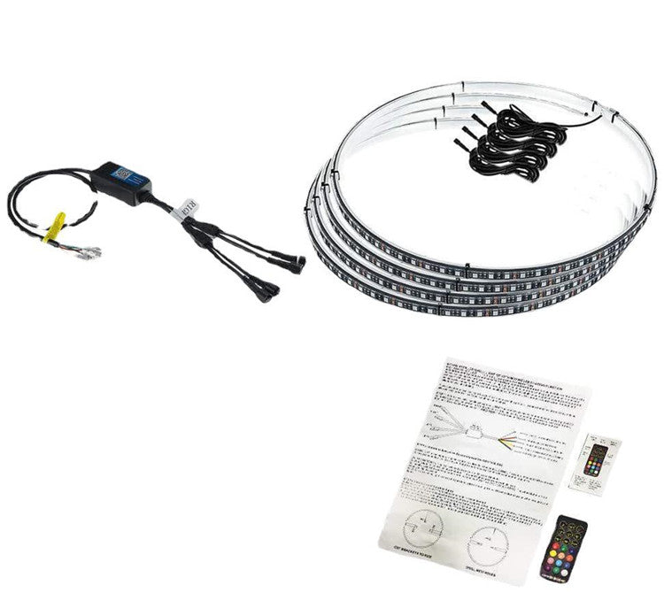 RGB Chasing Color Wheel Ring Lights Kit with APP Control, Neon Wheel Rim Lights