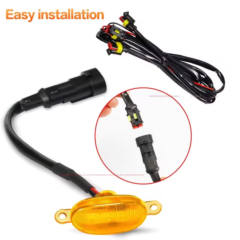 4pcs Car Grill Led Lights 12V Amber Shell with Amber Light Grill Lamp  with Harness Wire