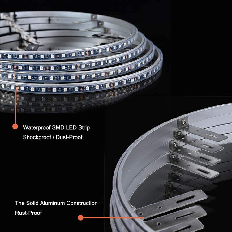 RGB Chasing Color Wheel Ring Lights Kit with APP Control, Neon Wheel Rim Lights