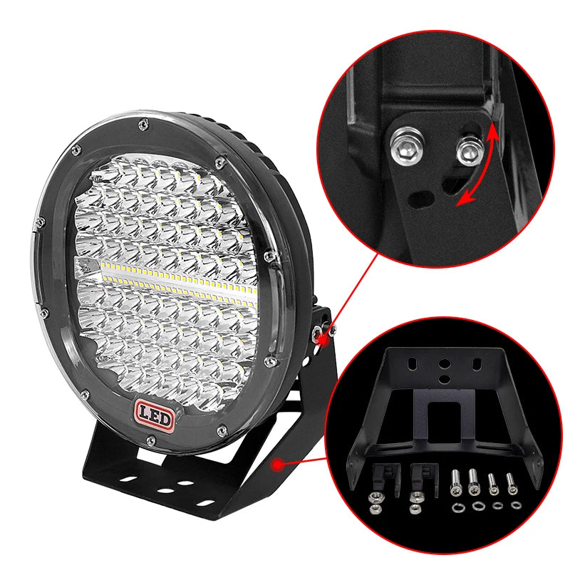 2 pcs High Power 225W 9 Inch LED Spotlight for Offroad Car Bumpe