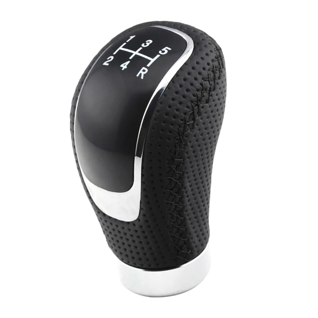 Universal 5-Speed Manual Car Gear Shift Knob with Shifter Boot, Leather Stitching Stick Shift Lever Replacement