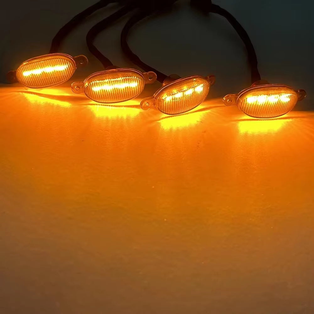 4pcs Car Grill Led Lights 12V Amber Shell with Amber Light Grill Lamp  with Harness Wire