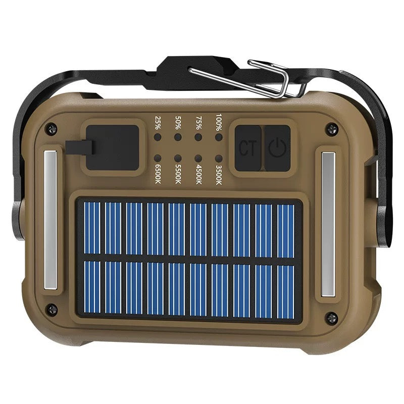 New solar charging COB work light with magnetic attraction and hook projection light TYPE-C charging camping light