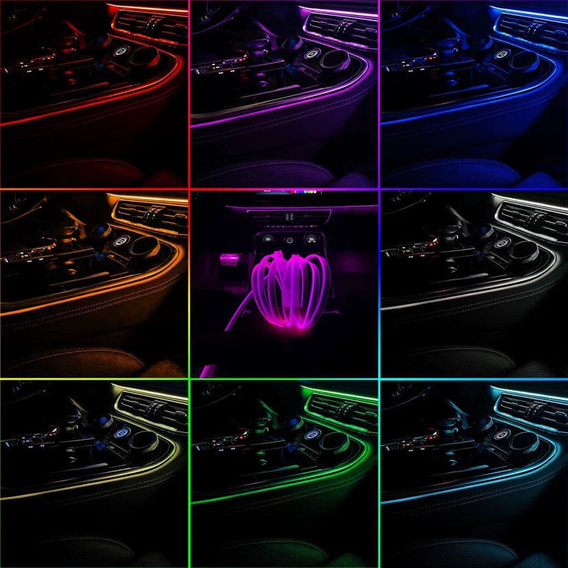 Car Interior RGB LED Atmosphere Light Strip USB Fiber Optic Neon Invisible Ambient Lamp