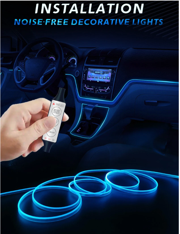 Car Interior RGB LED Atmosphere Light Strip USB Fiber Optic Neon Invisible Ambient Lamp