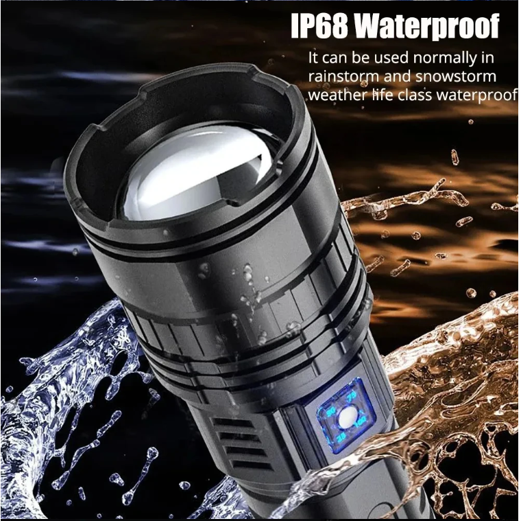 Powerful Tactical White Laser Flashlight Built-in Battery Rechargeable LED Torch Waterproof Zoomable Camping Hunting Lantern