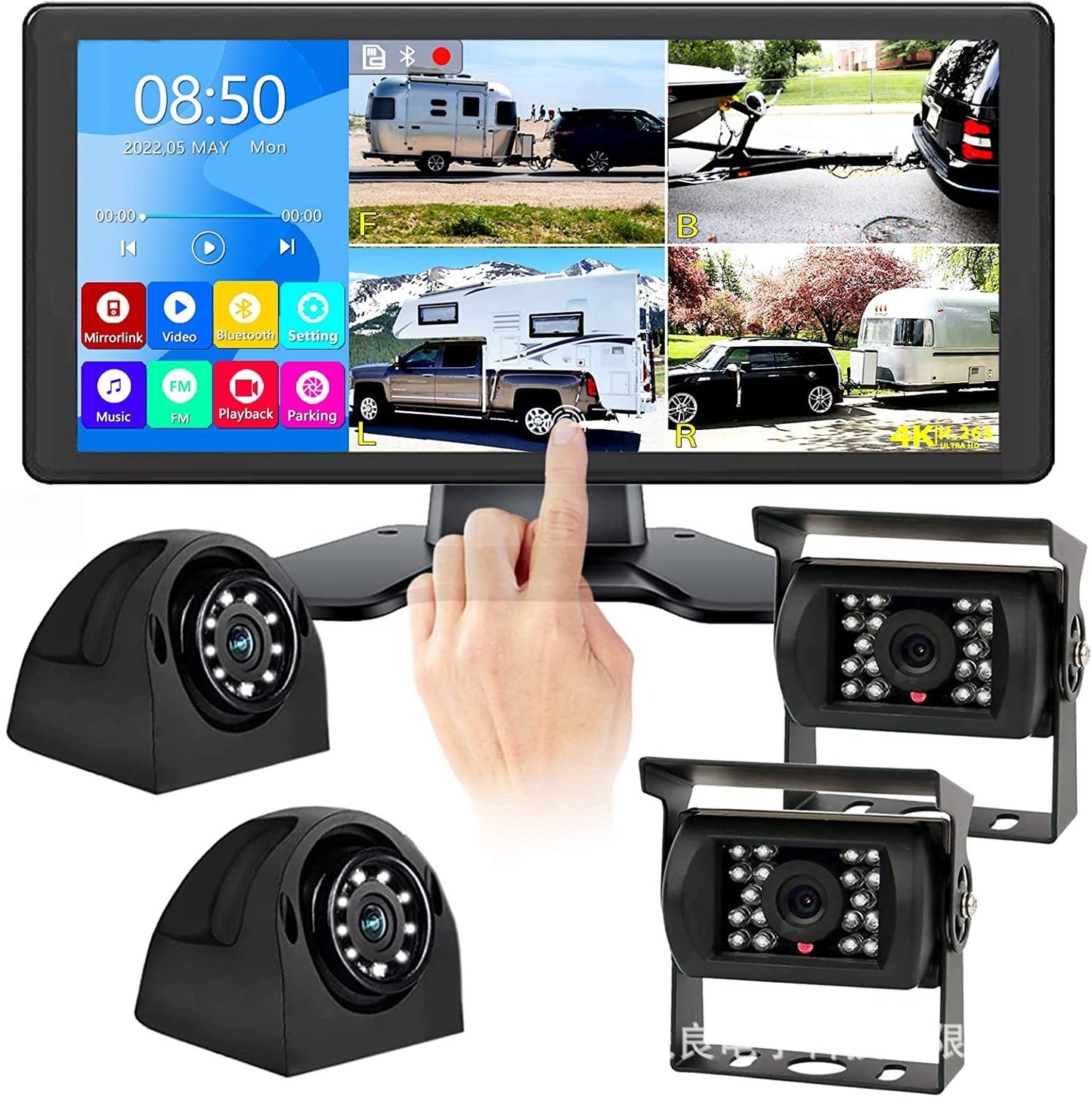 10.36" 4K HD Vehicle Monitor System for Car, RV, Bus & Truck