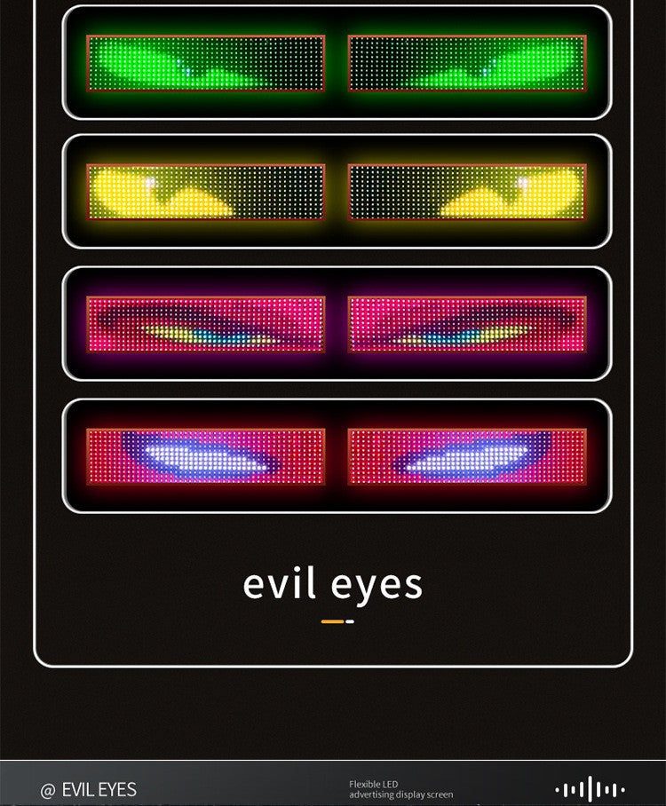 Truck Devil Eye LED Matrix Pixel Panel Remote Control Soft Foldable Lighting Animation Display Light Windshield Decor Sign Board