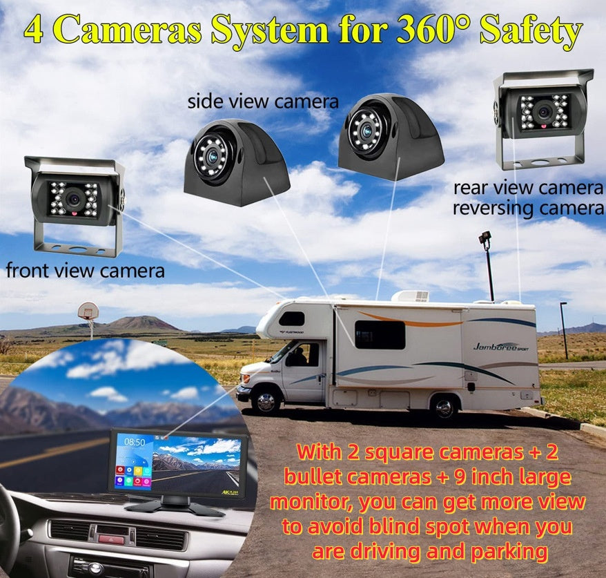 10.36" 4K HD Vehicle Monitor System for Car, RV, Bus & Truck