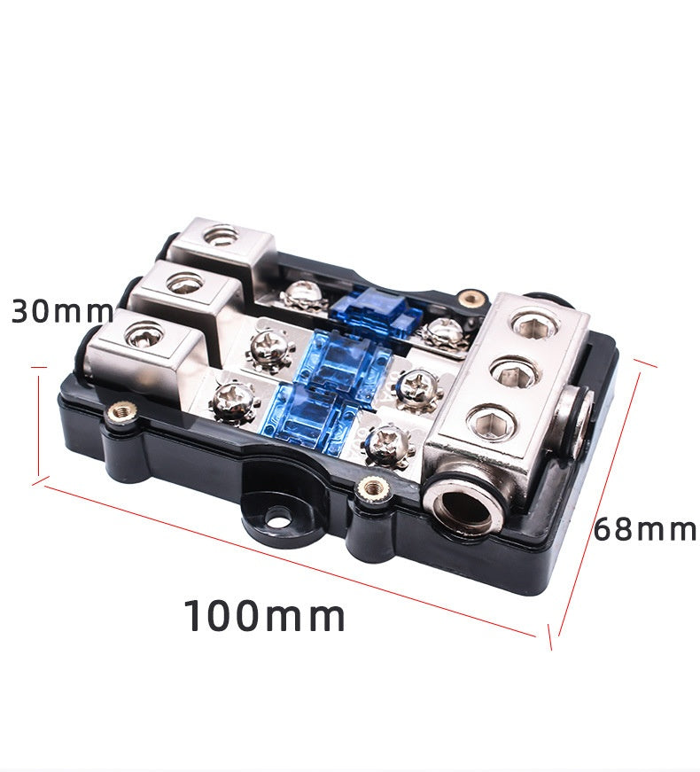 3Way Power Distribution Block 4/8 AWG Gauge AGU Fuse Holder 60A(3in 1out)