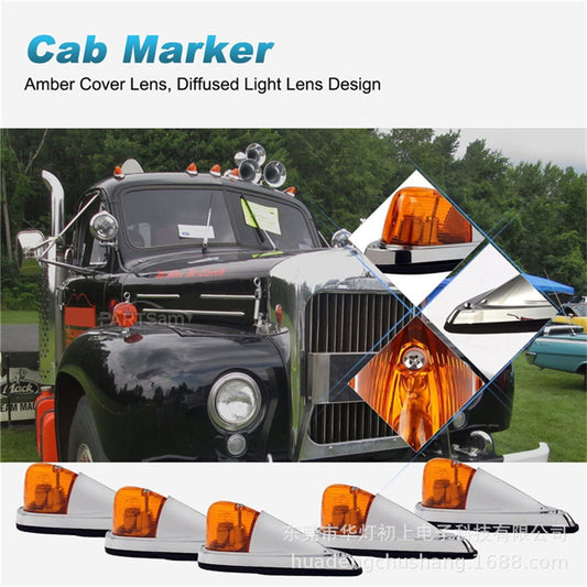 5PCS × DC 24V Universal Cab Marker Top Roof Running Lights Kit