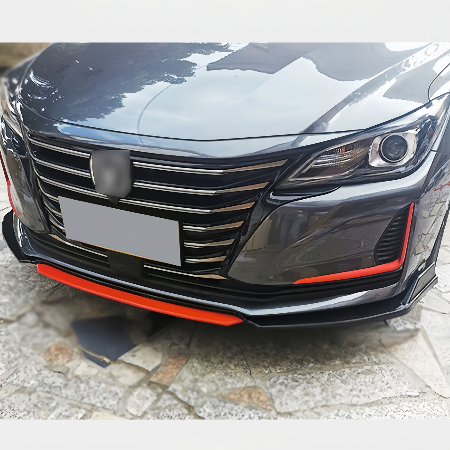 Front Bumper Lip Chin Spoiler ABS Front Bumper Lip Splitter Body Kit (Glossy Black 4pcs/Set)