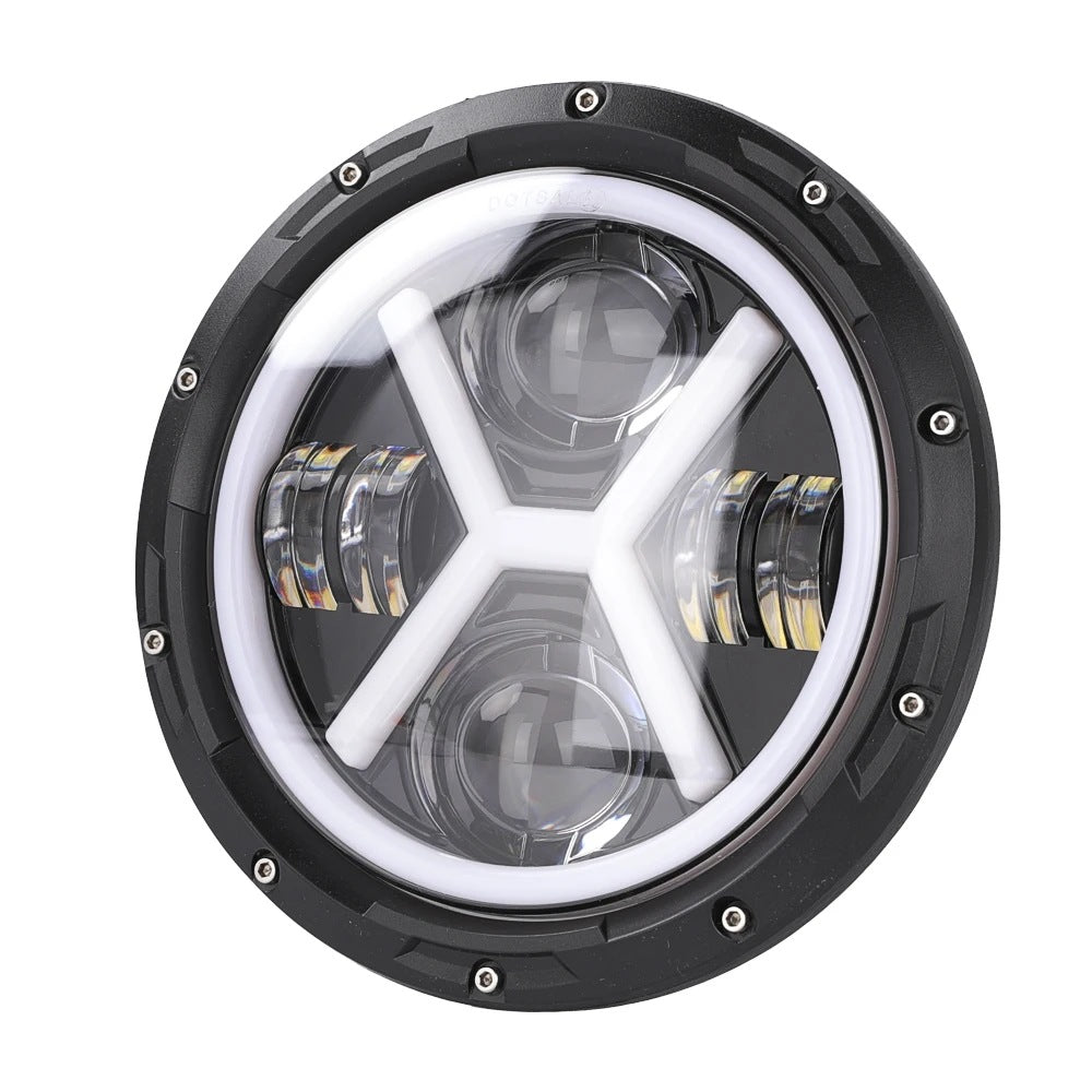 2PCS 7'' Jeep  Round LED Headlight with High Low Beam White DRL Amber Turn Signal