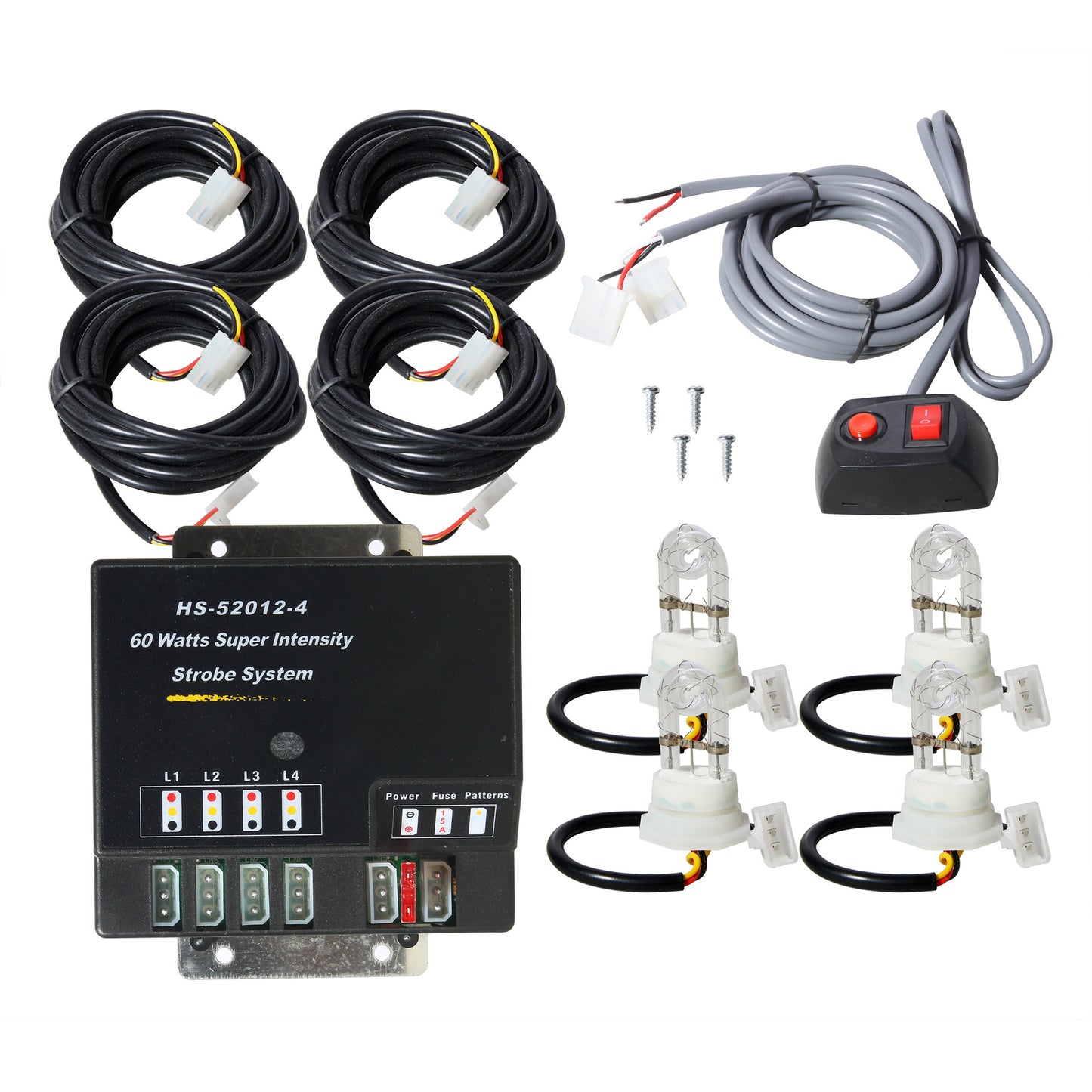 12V 160W 4 HID Hide-a-way Emergency Warning Strobe System Kit