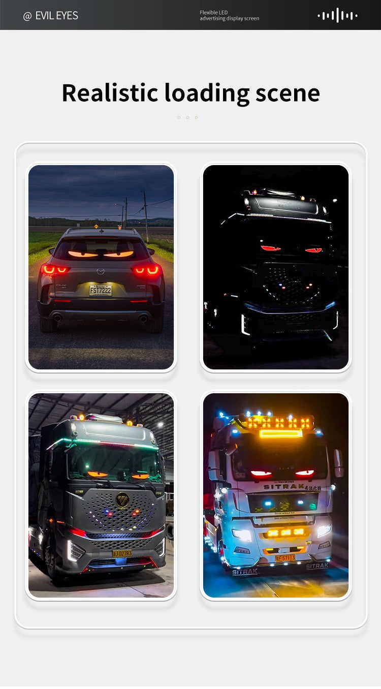 Truck Devil Eye LED Matrix Pixel Panel Remote Control Soft Foldable Lighting Animation Display Light Windshield Decor Sign Board