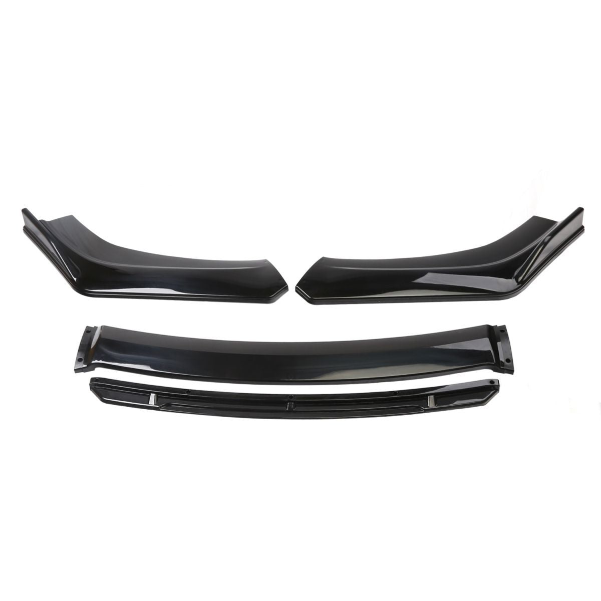 Front Bumper Lip Chin Spoiler ABS Front Bumper Lip Splitter Body Kit (Glossy Black 4pcs/Set)