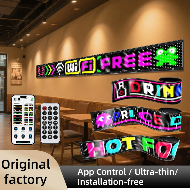 LED Matrix Pixel Panel Night Light Application Control Rolling Advertising Programmable Flexible LED Display Screen