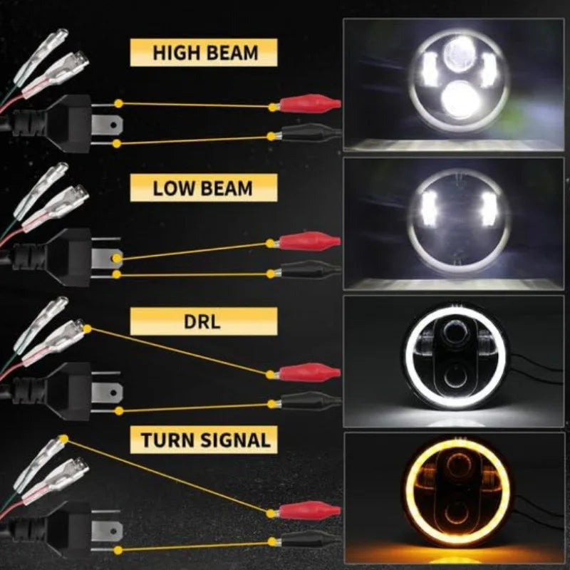 2PCS 5.75 Inch Motorcycle LED Headlight Boss Angel Eye LED Headlight High/Low Beam