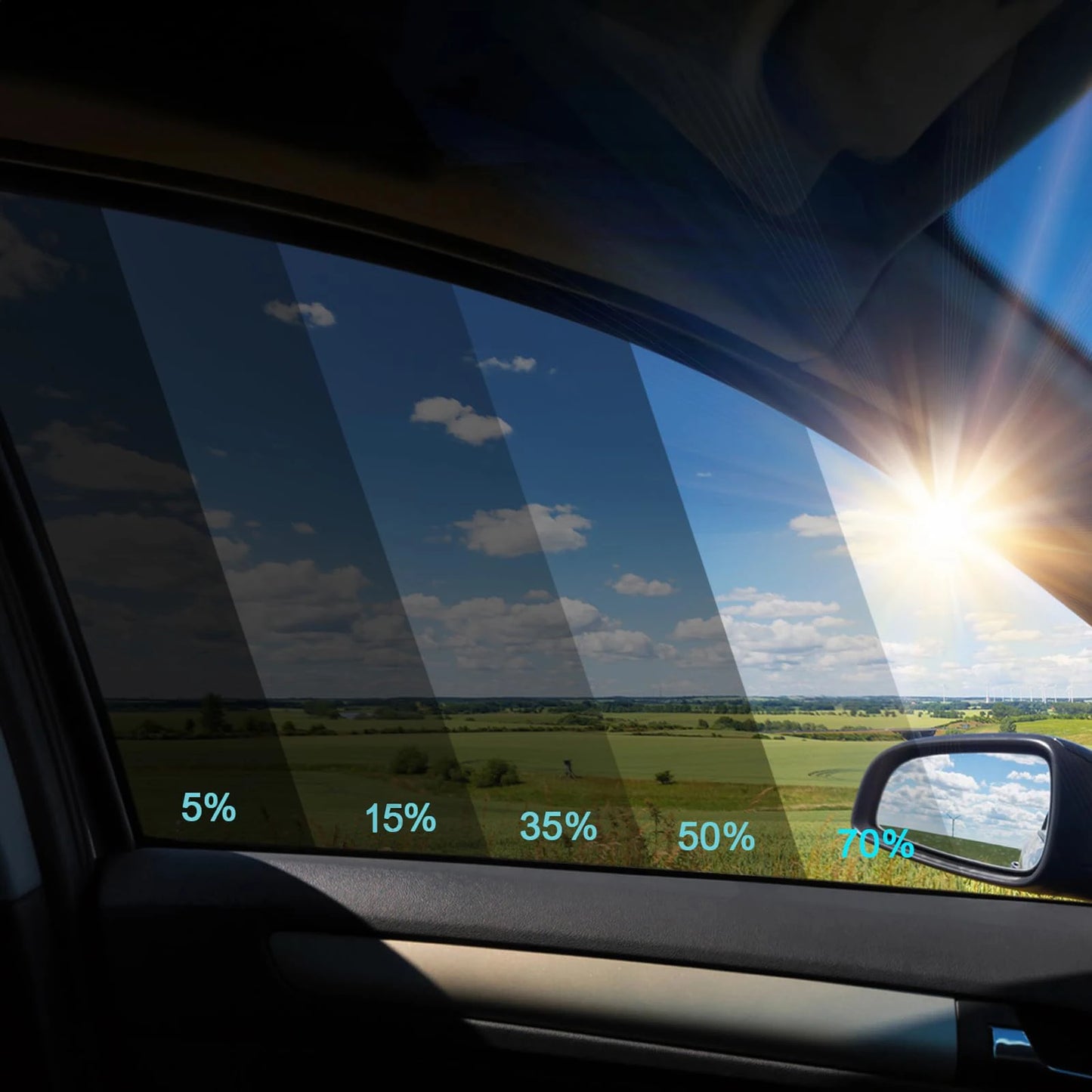 VLT 35% Car Window Tint Film – UV Protection, Heat Insulation, Anti-Glare Privacy Black Auto Window Tint