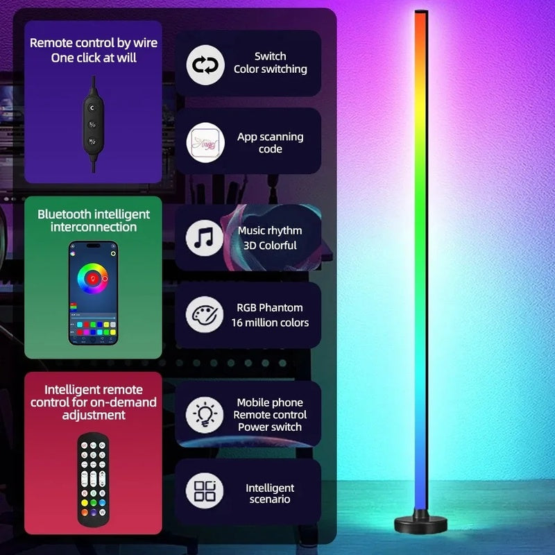 RGB LED Floor Lamp Controlled By Remote Control And APP Synchronize With The Music Game Room Decoration Indoor Ambient Lighting