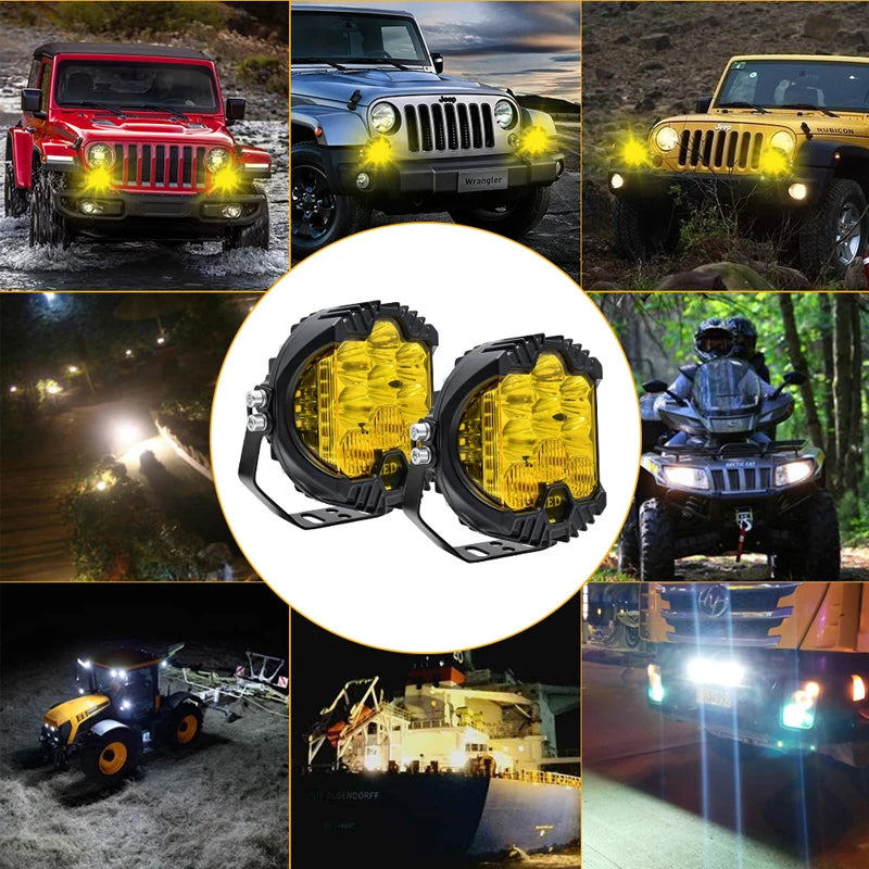 2PCS 7 Inch 90W LED Work Light Side Shooter Off Road Driving Lights
