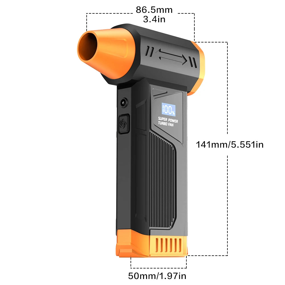 200000RPM Brushless Wireless Jet Fan Turbo Air Blower For Car Cleaning With LED Light