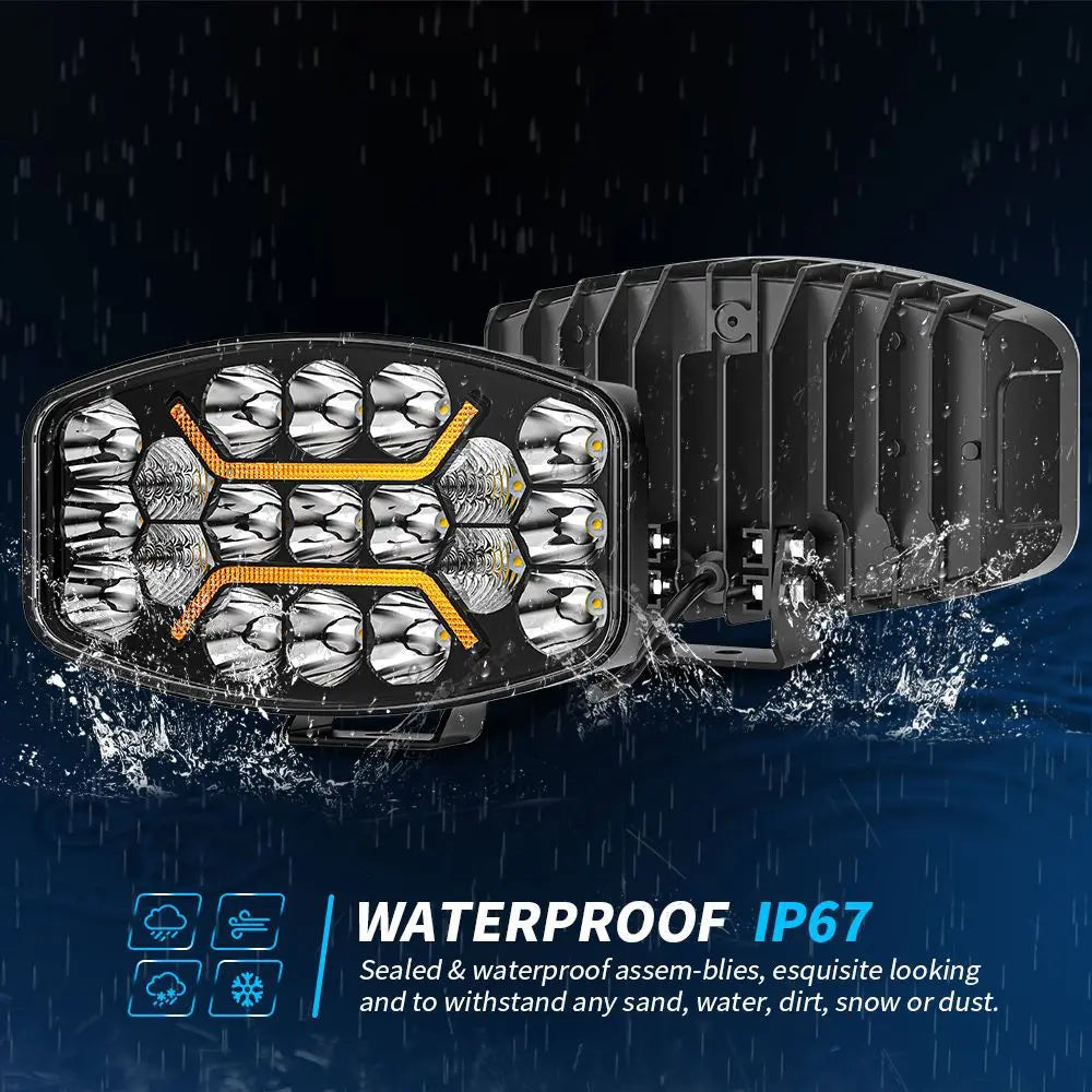 2PCS--Truck High-Power LED Headlights 9-inch Square Truck Roof Lights Off-Road Vehicle Spotlights Modified Car Lights