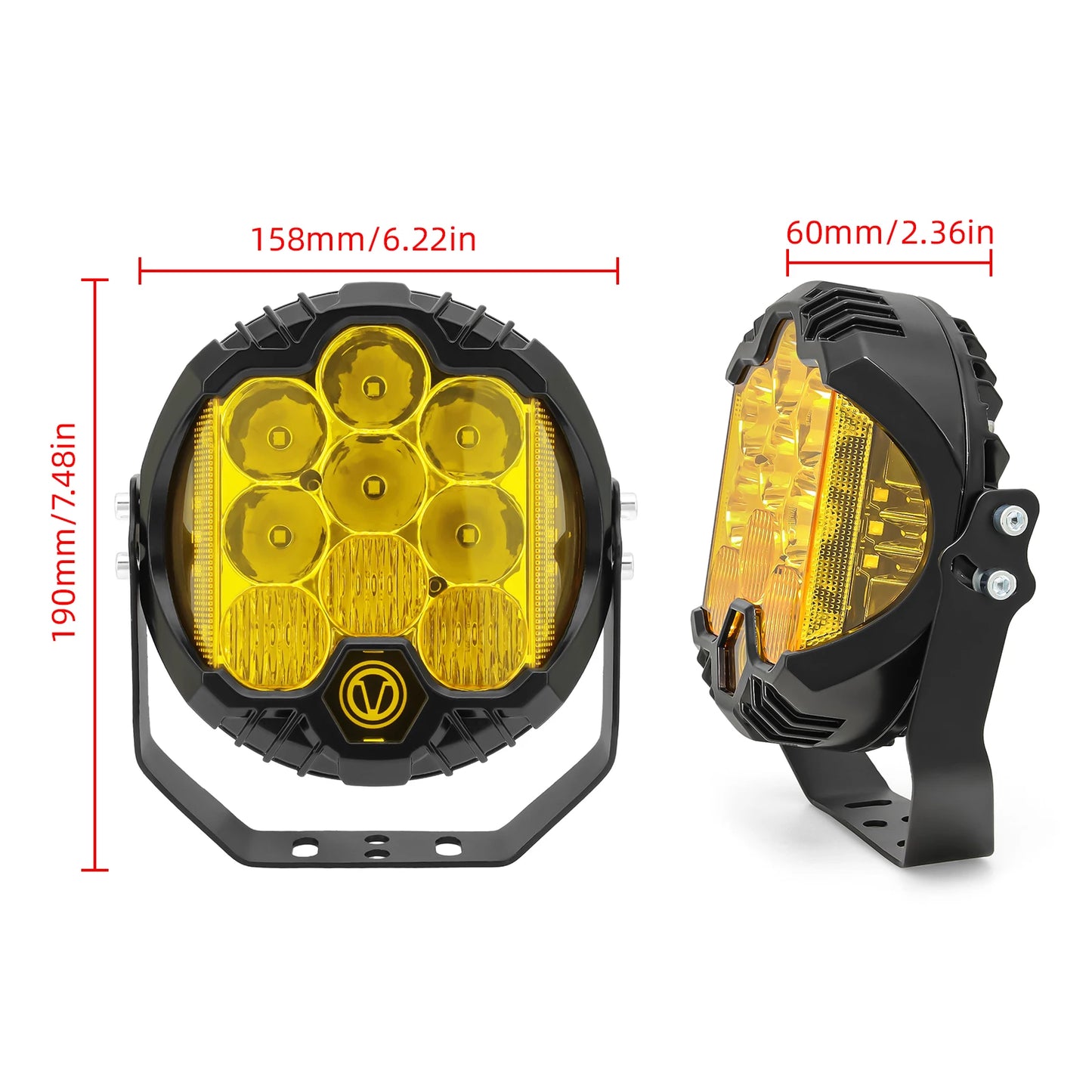 2PCS 7 Inch 90W LED Work Light Side Shooter Off Road Driving Lights