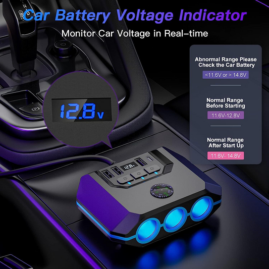 Car Usb Charger Fast Charging 3in1 Car Mobile Phone Charger Usb Cigarette Lighter