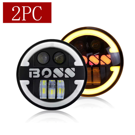 2PCS 5.75 Inch Motorcycle LED Headlight Boss Angel Eye LED Headlight High/Low Beam DRL Driving Light