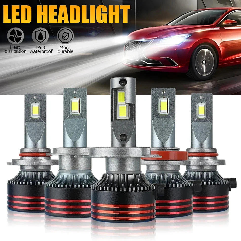 2PCS Super Bright LED Headlight Bulbs H4 H8 H9 H11 Auto Light Kits 12V- 24V