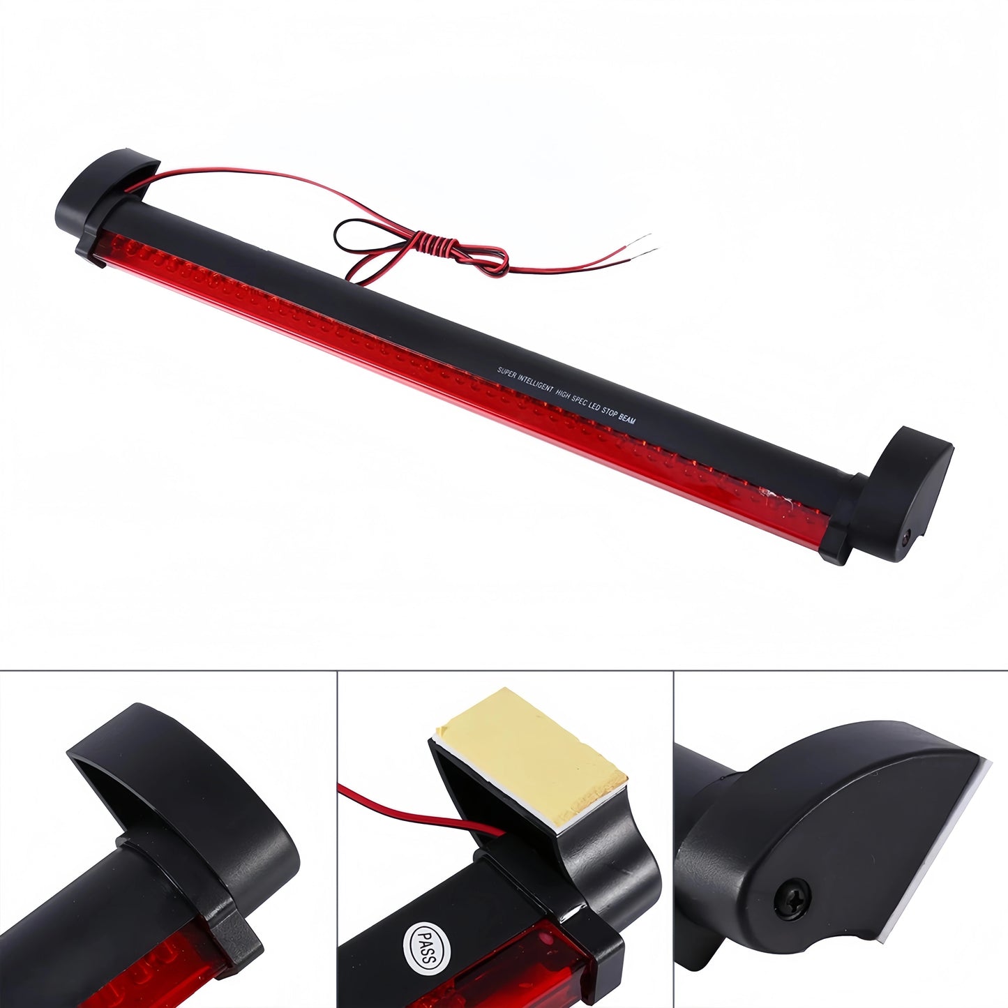 Universal LED Additional Brake Light, Adjustable 180° Car Rear Windshield Third Brake Light, High Bright Red Tail Light