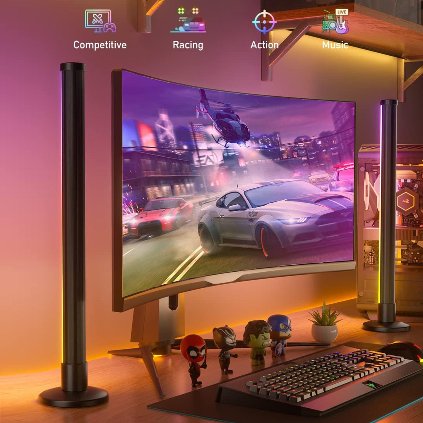 Smart RGB Pickup Light Desktop LED Light Bar Music Rhythm Light TV Backlights with APP and Remote Control Ambient Gaming Lights